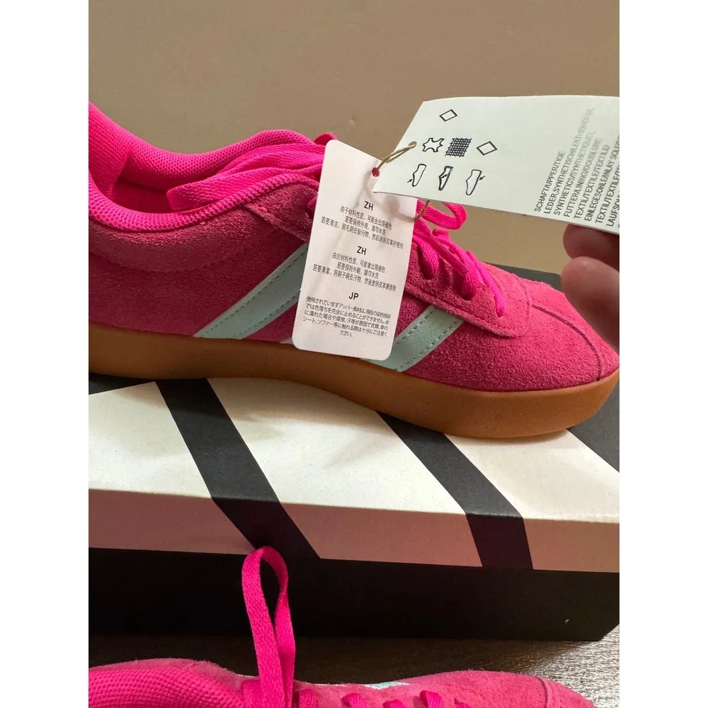 Adidas VL Court 3.0 K Pink Suede Mint Gum Sole Sneakers JS5013 Kids Size 5 US